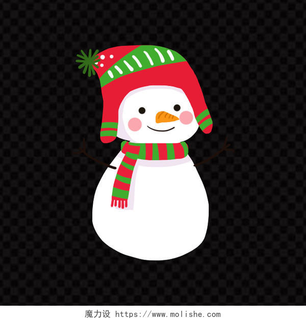 彩色手绘卡通圣诞节雪人冬天冬季元素PNG素材